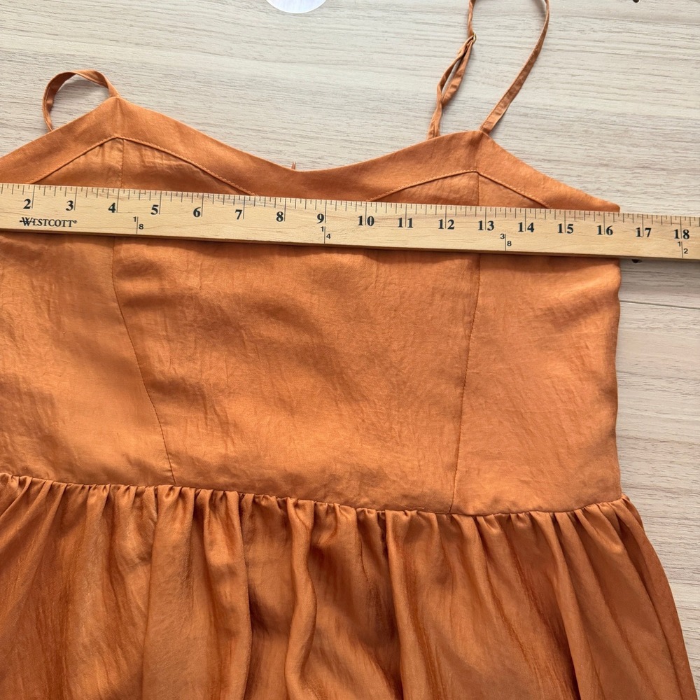dRA Women's Summer Midi Dress Fit Flare Smocked Back Burnt Orange Medium - Picture 5 of 9